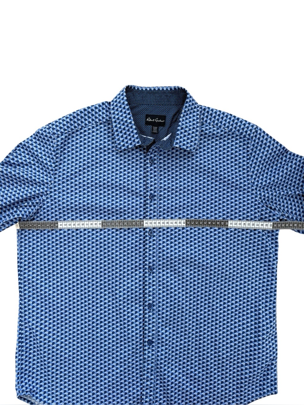 Robert Graham Button Up Shirt Contrast Cuff Blue Geometric Designer Office XL - Picture 13 of 16